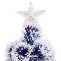 Albero Natale Preilluminato-Luci decorative natalizie Bianco e Blu 180 cm in Fibra Ottica