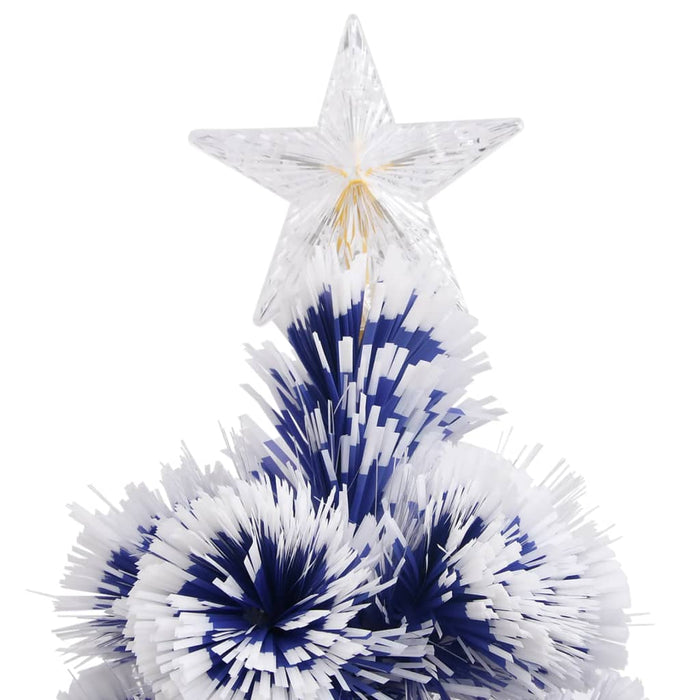 Albero Natale Preilluminato-Luci decorative natalizie Bianco e Blu 210 cm in Fibra Ottica