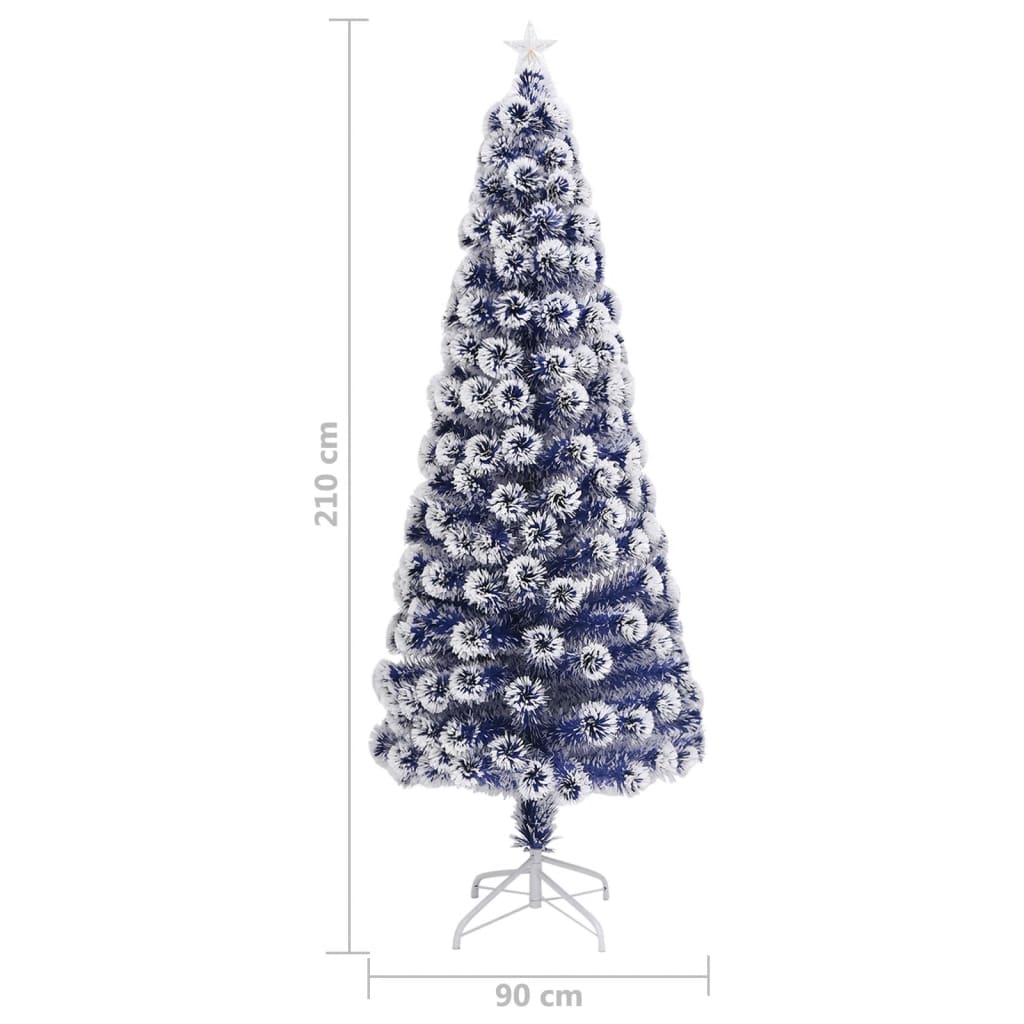 Albero Natale Artificiale LED Bianco e Blu 210 cm Fibra Ottica cod mxl 17408