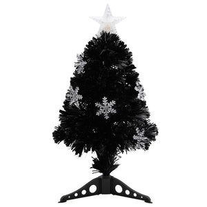 Albero di Natale con Fiocchi di Neve LED Nero 64cm Fibra Ottica 328460