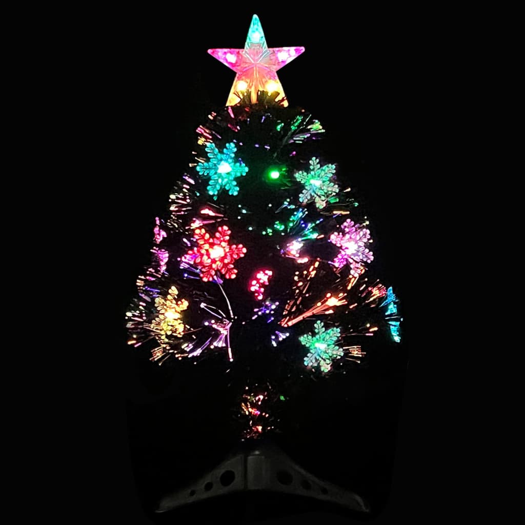 Albero di Natale con Fiocchi di Neve LED Nero 64cm Fibra Ottica 328460