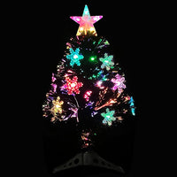 Albero di Natale con Fiocchi di Neve LED Nero 64cm Fibra Ottica 328460