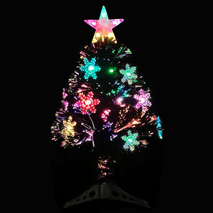 Albero di Natale con Fiocchi di Neve LED Nero 64cm Fibra Ottica 328460