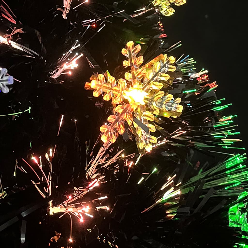 Albero di Natale con Fiocchi di Neve LED Nero 64cm Fibra Ottica 328460