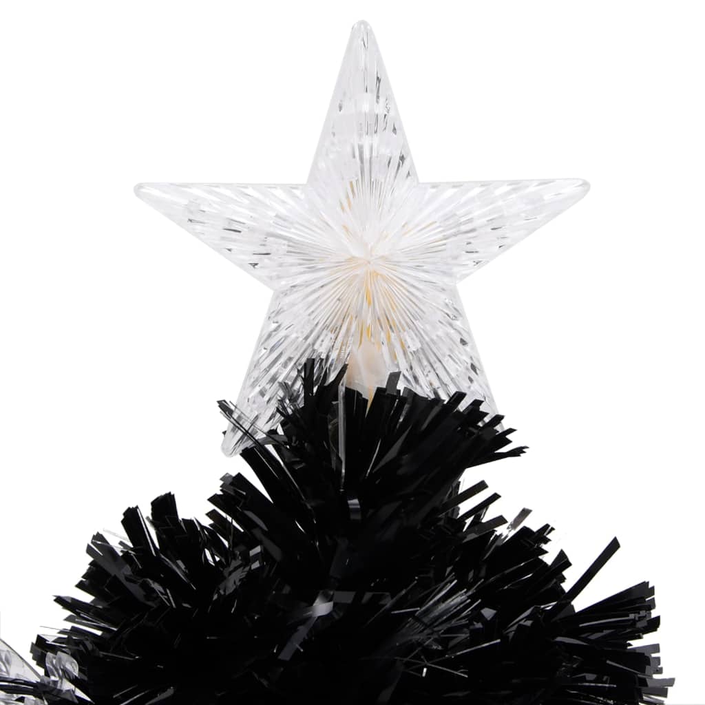 Albero di Natale con Fiocchi di Neve LED Nero 64cm Fibra Ottica 328460