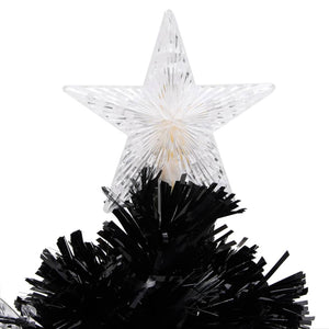 Albero di Natale con Fiocchi di Neve LED Nero 64cm Fibra Ottica 328460