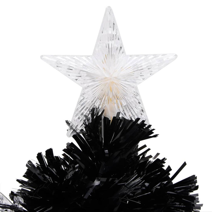 Albero di Natale con Fiocchi di Neve LED Nero 64cm Fibra Ottica 328460