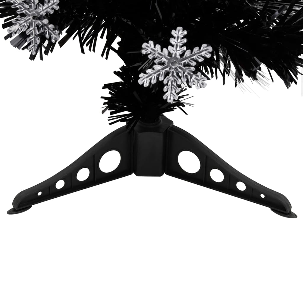 Albero di Natale con Fiocchi di Neve LED Nero 64cm Fibra Ottica 328460