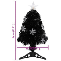 Albero di Natale con Fiocchi di Neve LED Nero 64cm Fibra Ottica 328460