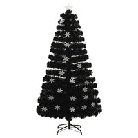 Albero Natale con Fiocchi di Neve a LED Nero 120cm Fibra Ottica 328461
