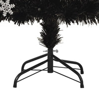Albero Natale con Fiocchi di Neve a LED Nero 150cm Fibra Ottica 328462