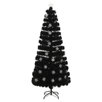 Albero Natale con Fiocchi di Neve a LED Nero 210cm Fibra Ottica 328464