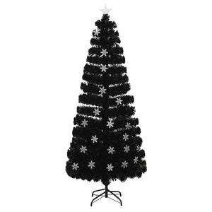 Albero Natale con Fiocchi di Neve a LED Nero 210cm Fibra Ottica 328464