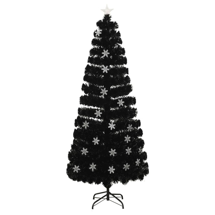 Albero Natale con Fiocchi di Neve a LED Nero 210cm Fibra Ottica 328464