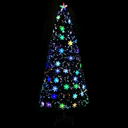 Albero Natale con Fiocchi di Neve a LED Nero 210cm Fibra Ottica 328464