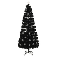 Albero Natale con Fiocchi di Neve a LED Nero 240cm Fibra Ottica 328465