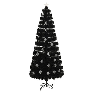 Albero Natale con Fiocchi di Neve a LED Nero 240cm Fibra Ottica 328465