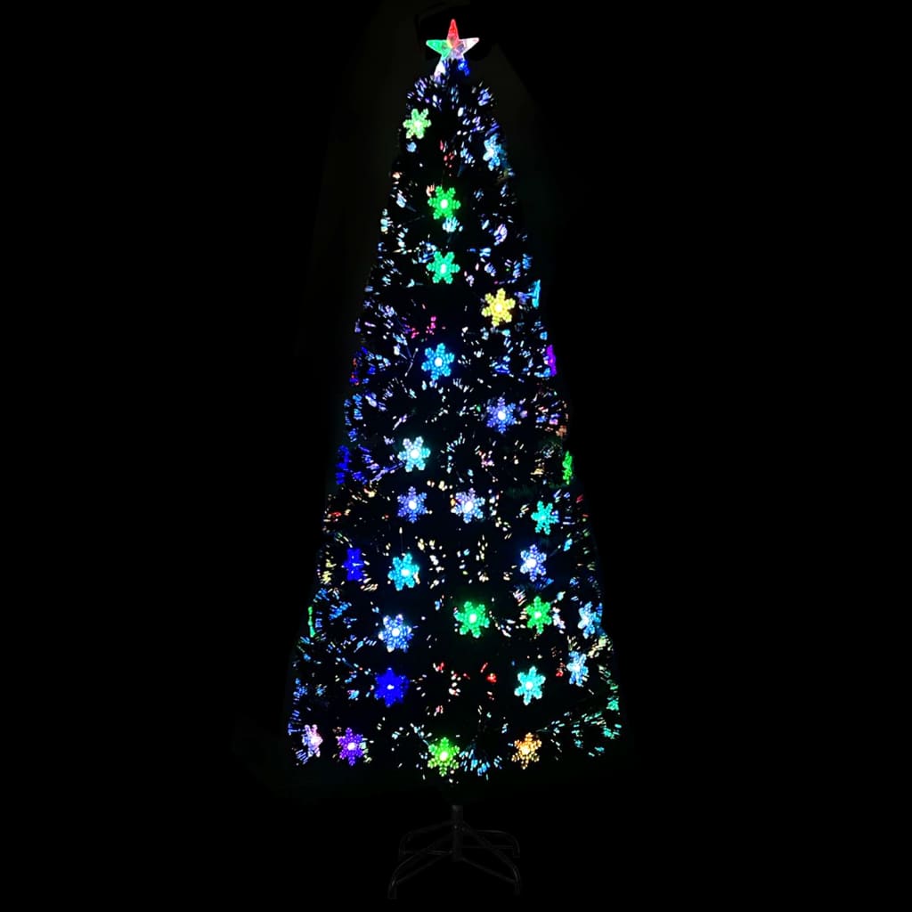 Albero Natale con Fiocchi di Neve a LED Nero 240cm Fibra Ottica 328465