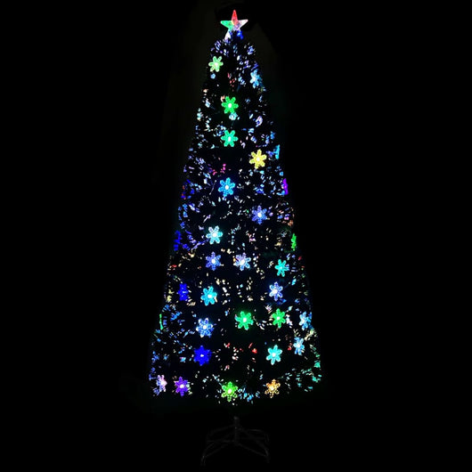 Albero Natale con Fiocchi di Neve a LED Nero 240cm Fibra Ottica 328465