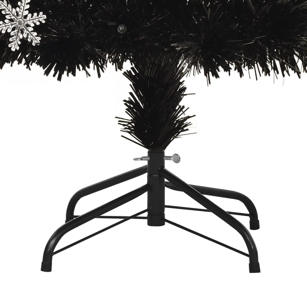 Albero Natale con Fiocchi di Neve a LED Nero 240cm Fibra Ottica 328465