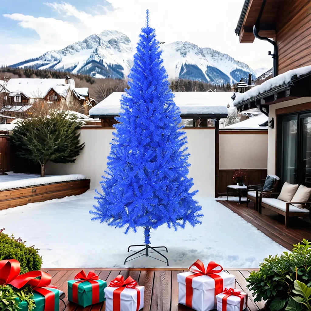 Albero di Natale Artificiale con Base Blu 240 cm PVC 329182