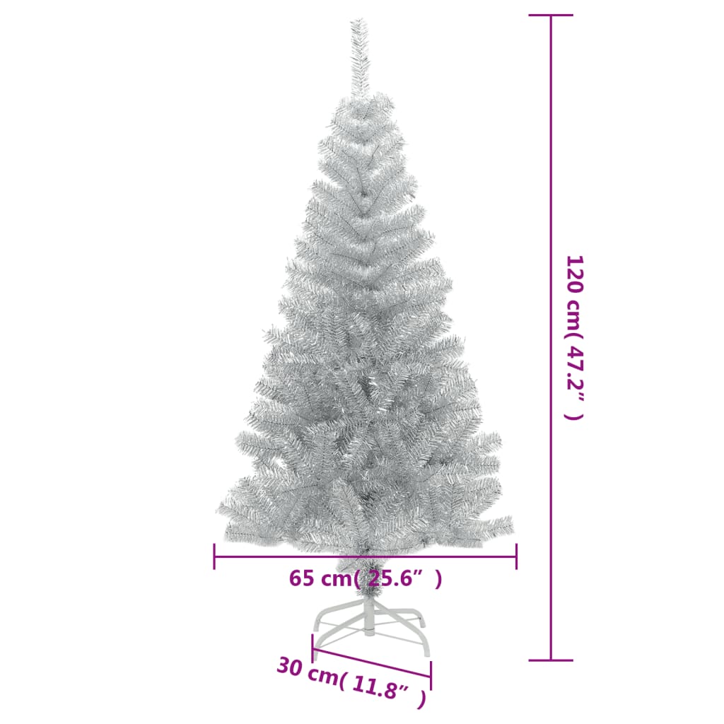 Albero di Natale Artificiale con Supporto Argento 120 cm PET 329187