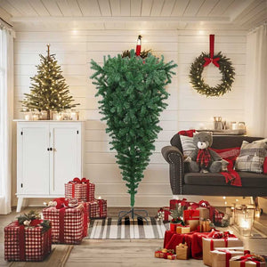 Albero di Natale Artificiale Capovolto con Supporto Verde 180 cm PVC 329174