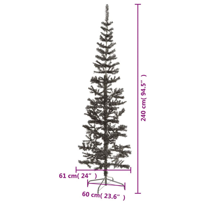 Albero di Natale Sottile-Albero Natalizio-Decorazioni natalizie Nero 240 cm