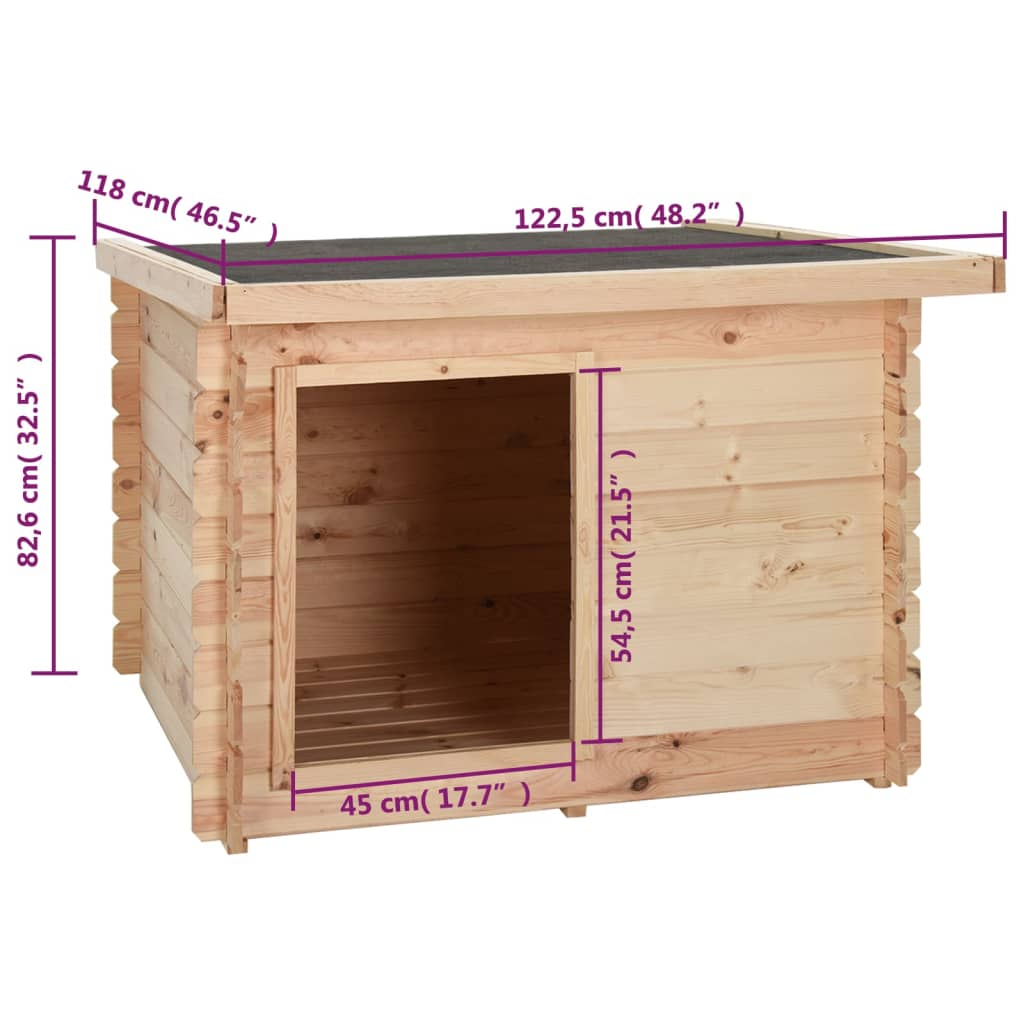 Cuccia per Cani 100x80x100 cm in Legno Massello di Pino 14 mm 171063