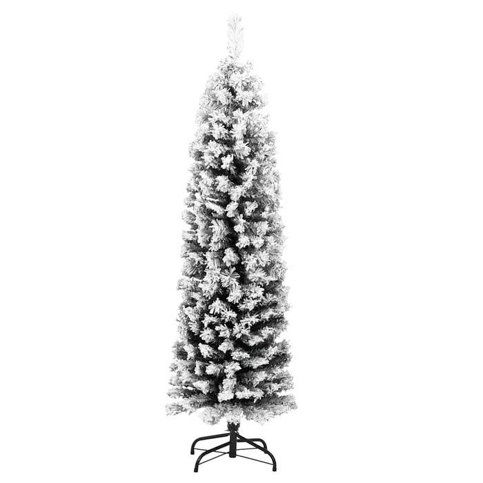 Albero di Natale Sottile con Neve Fioccata Verde 120 cm PVC 329257