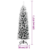 Albero di Natale Sottile con Neve Fioccata Verde 120 cm PVC 329257