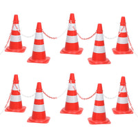 Set Segnaletica Coni Stradali e Catena da 10 m Rosso Bianco cod mxl 62796
