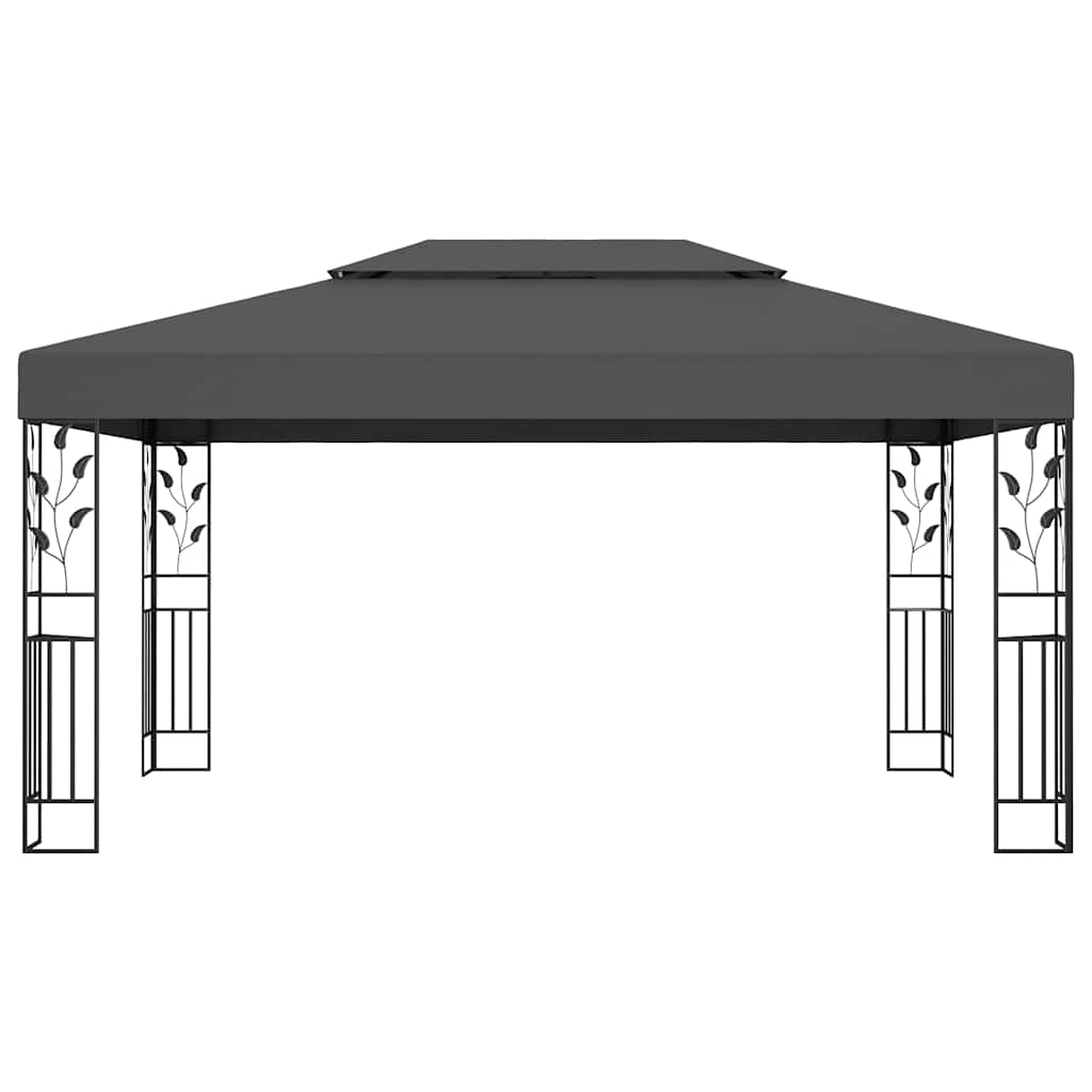 Gazebo con Tetto Doppio e Luci LED 3x4 m Antracite 3070299