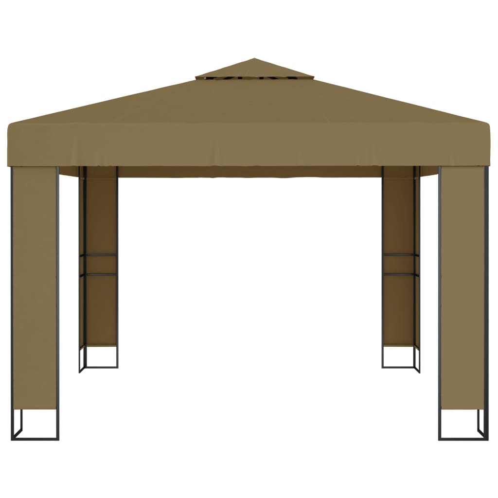 Gazebo con Tetto Doppio e Luci LED 3x3x2,7 m Grigio Talpa 3070303