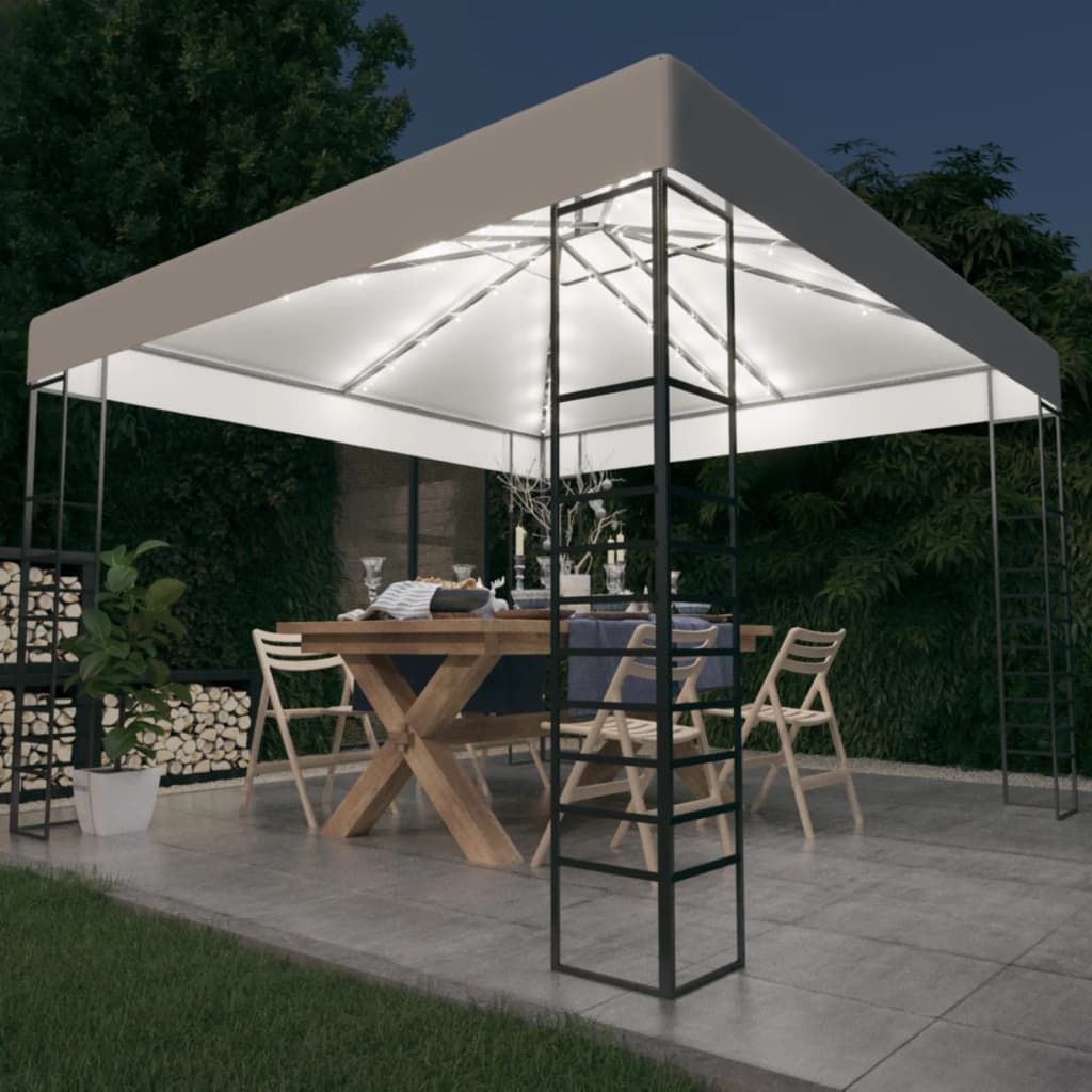 Gazebo da Giardino con Luci a Stringa LED 3x3 m Bianco 3070305