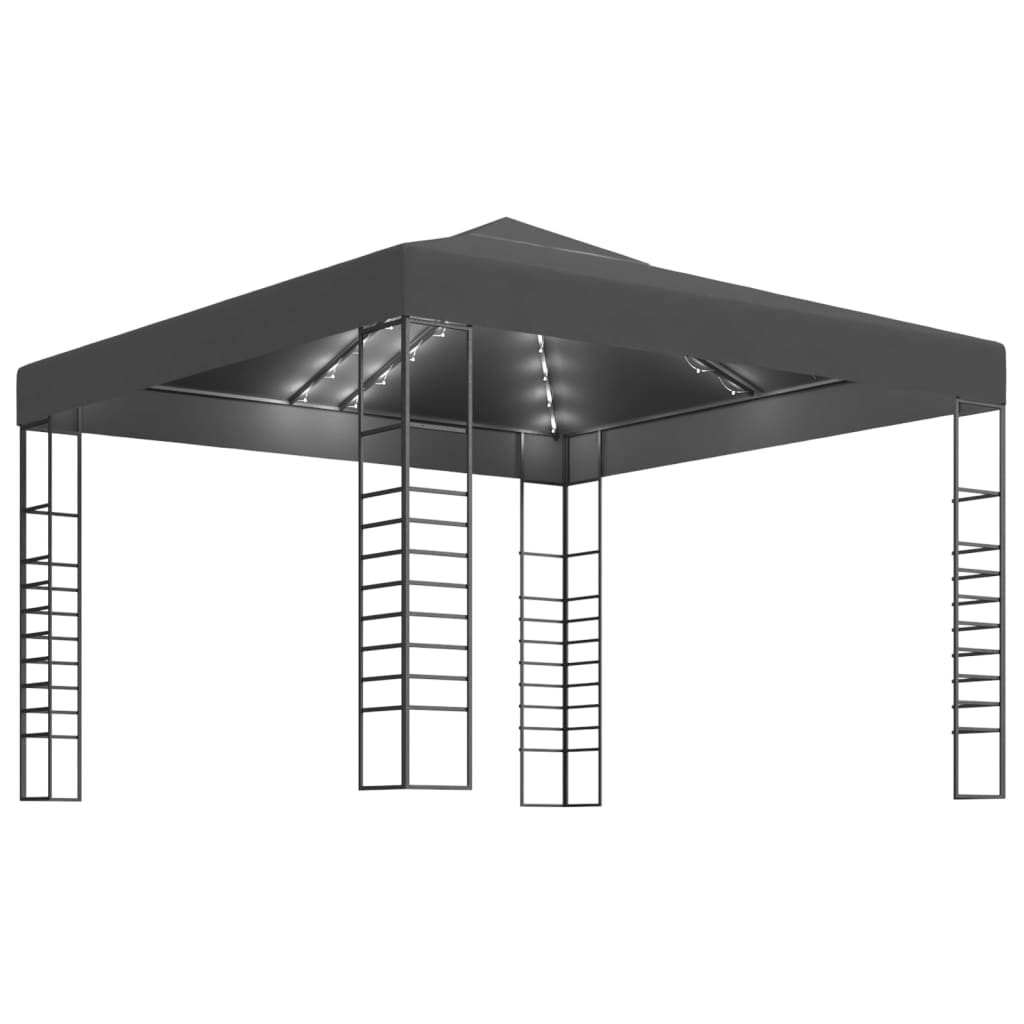 Gazebo da Giardino con Luci LED a Stringa 3x3 m Antracite cod mxl 48669
