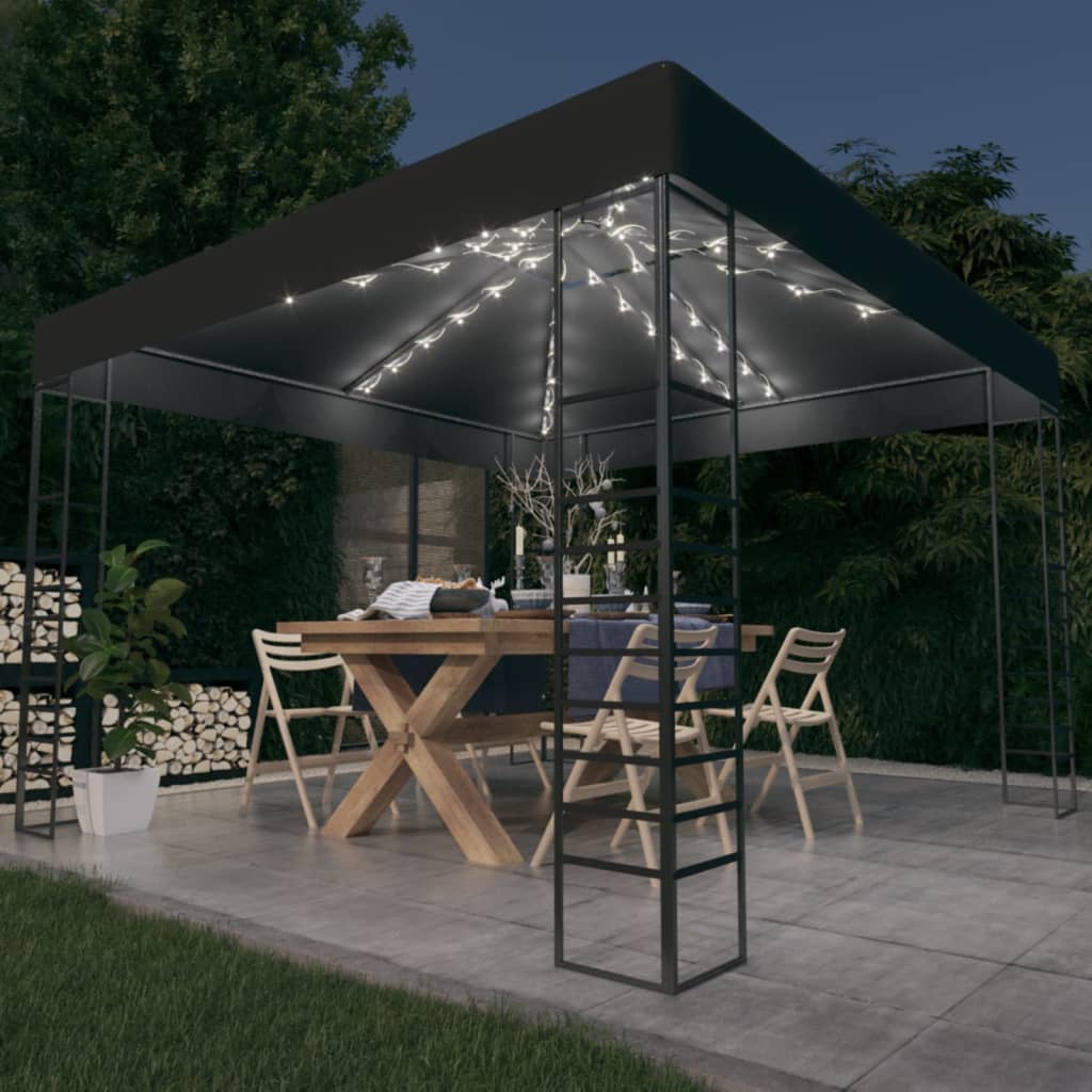 Gazebo da Giardino con Luci LED a Stringa 3x3 m Antracite cod mxl 48669
