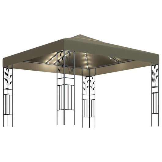 Gazebo con Luci LED a Stringa 3x3 m Grigio Talpa