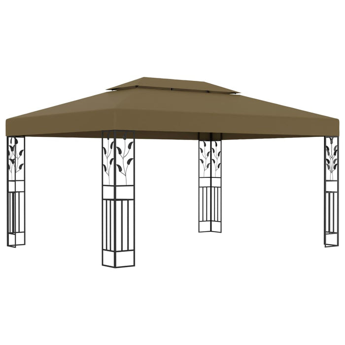 Gazebo con Tetto Doppio e Luci LED 3x4 m Grigio Talpa 3070313