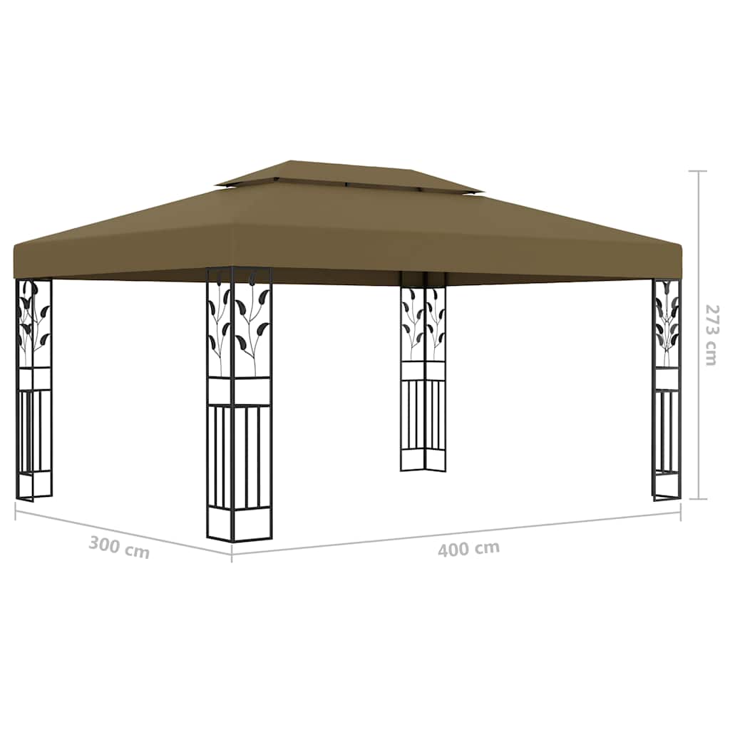 Gazebo con Tetto Doppio e Luci LED 3x4 m Grigio Talpa