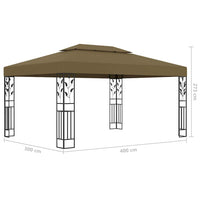 Gazebo con Tetto Doppio e Luci LED 3x4 m Grigio Talpa