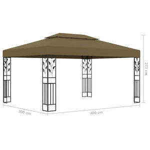 Gazebo con Tetto Doppio e Luci LED 3x4 m Grigio Talpa