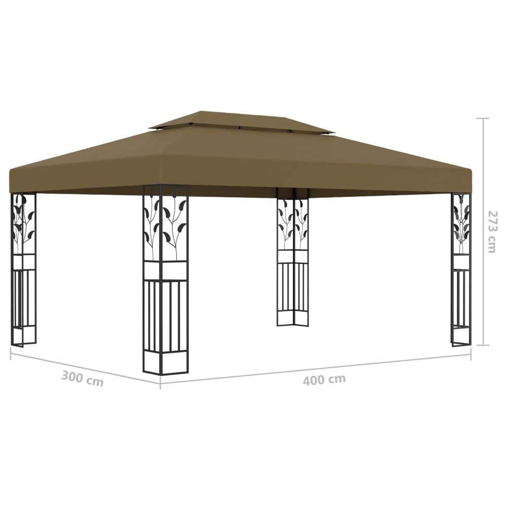 Gazebo con Tetto Doppio e Luci LED 3x4 m Grigio Talpa 3070313