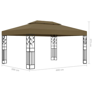 Gazebo con Tetto Doppio e Luci LED 3x4 m Grigio Talpa 3070313