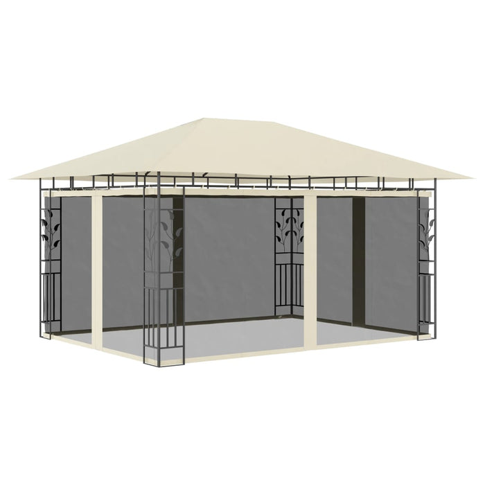Gazebo con Zanzariera e Luci LED 4x3x2,73 m Crema 3070315