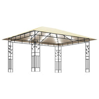 Gazebo con Zanzariera e Luci LED 4x3x2,73 m Crema 3070315