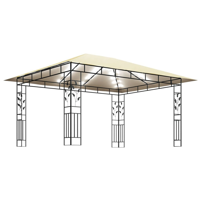 Gazebo con Zanzariera e Luci LED 4x3x2,73 m Crema 3070315