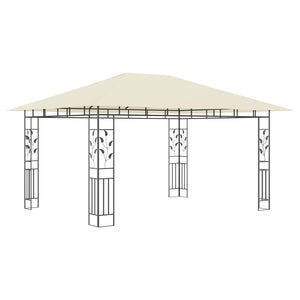 Gazebo con Zanzariera e Luci LED 4x3x2,73 m Crema 3070315