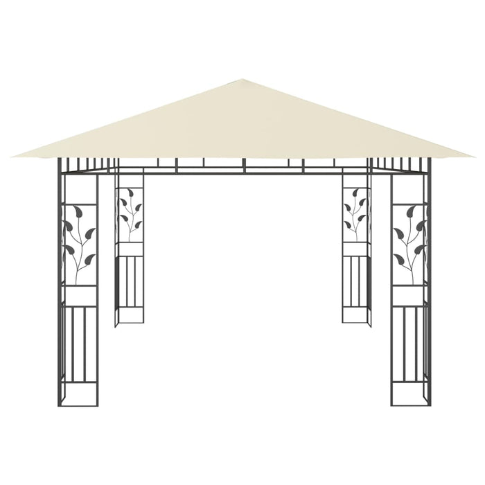 Gazebo con Zanzariera e Luci LED 4x3x2,73 m Crema 3070315