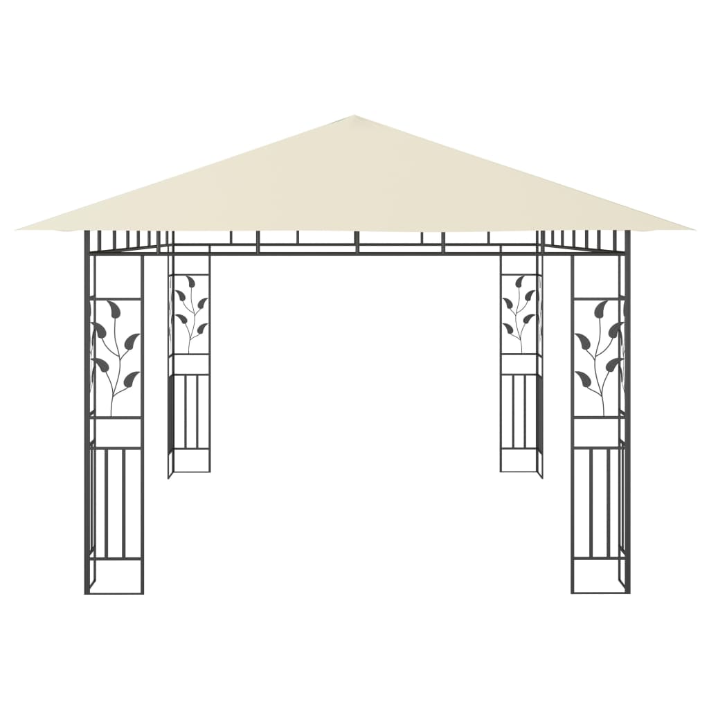 Gazebo con Zanzariera e Luci LED 4x3x2,73 m Crema 3070315